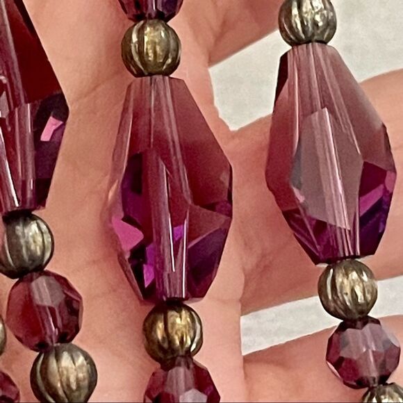 Purple Swarovski Crystal antique silver plated necklace and earrings - Picture 7 of 16